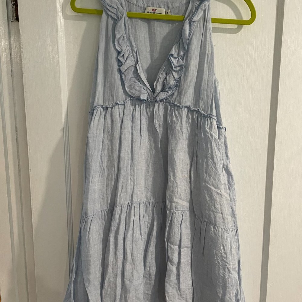 Vineyard Vines Size M Mini linen blue dres
